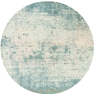 HomeRoots 10 Ft Round Abstract Area Rug in Blue White Washable Recycled Pet Fibers Uv Safe 738326