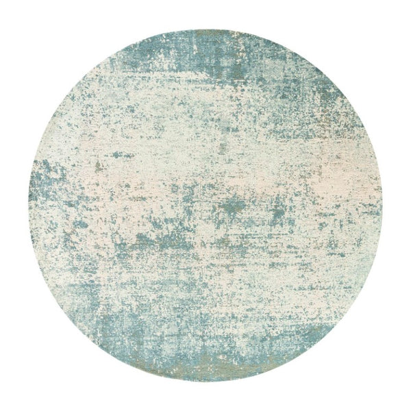 10 Ft Round Abstract Area Rug in Blue White Washable Recycled Pet Fibers Uv Safe