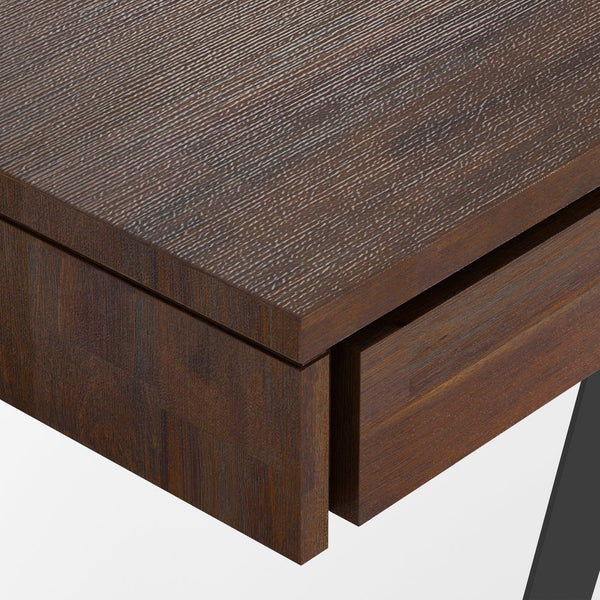 English Elm Lowry Large Industrial Desk - Distressed Charcoal Brown, Solid Hardwood, Ample Workspace & Storage B136P158881
