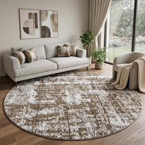 10 Ft Abstract Round Rug Stain Resistant Recycled Pet Fiber Washable Uv Protected