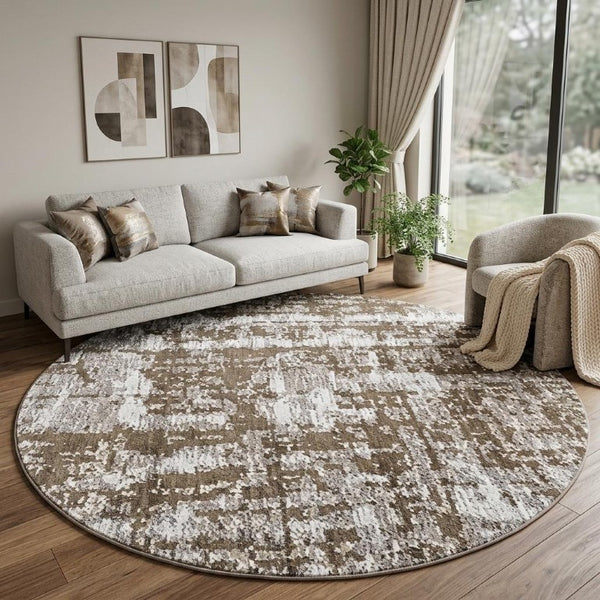 10 Ft Abstract Round Rug Stain Resistant Recycled Pet Fiber Washable Uv Protected