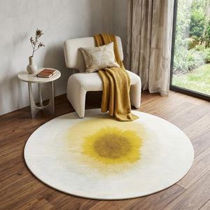 5 Foot Abstract Round Rug Recycled Pet Fibers Washable Stain Resistant Indoor