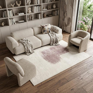 Abstract Purple White Washable Area Rug Uv Protected Eco Pet Fiber Stain Resistant Indoor