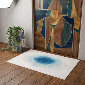 3 X 5 Abstract Blue White Indoor Rug Washable Eco Pet Fiber Stain Resistant