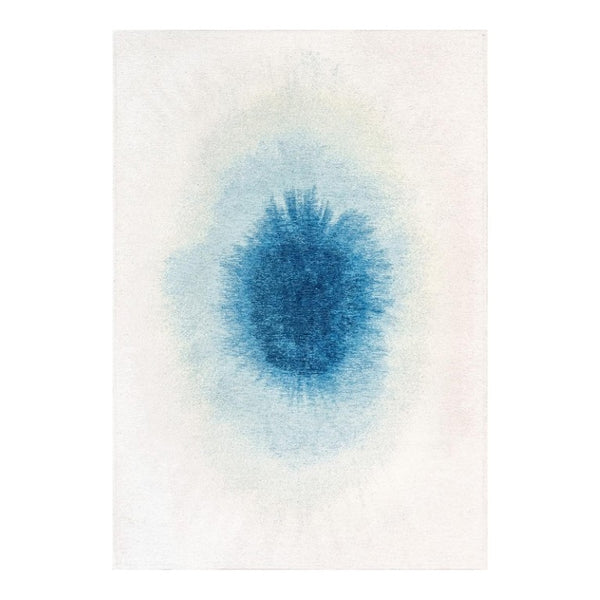 HomeRoots 3 X 5 Abstract Blue White Indoor Rug Washable Eco Pet Fiber Stain Resistant 738352