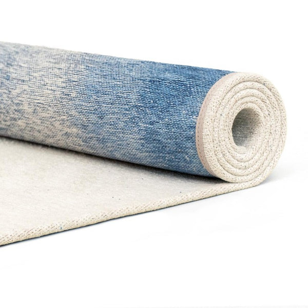 3 X 5 Abstract Blue White Indoor Rug Washable Eco Pet Fiber Stain Resistant