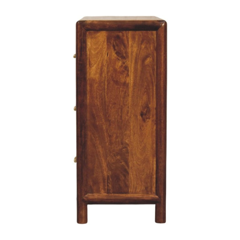 HomeRoots 30 Inch Solid Wood Three Drawer Sideboard in Rich Brown for Dining Room Storage 738373