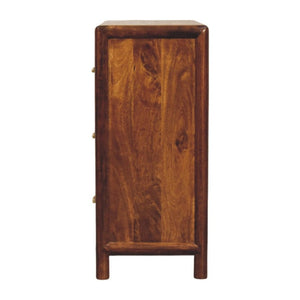 30 Inch Solid Wood Three Drawer Sideboard in Rich Brown for Dining Room Storage