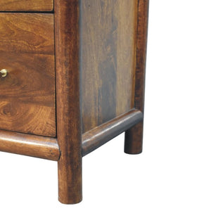 30 Inch Solid Wood Three Drawer Sideboard in Rich Brown for Dining Room Storage