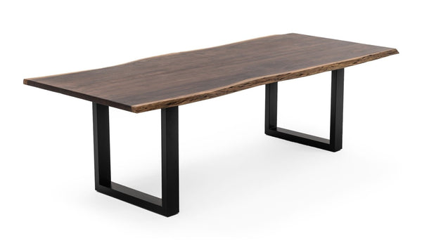 VIG Furniture Taylor 79" Live Edge Acacia Dining Table With Black U-Frame Legs, Rustic Grain, Seats 6 Elegantly VGEDPRO220001