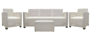 Four Piece Outdoor Sectional Seating Set with Cushions and Accent Table for Patio Entertaining