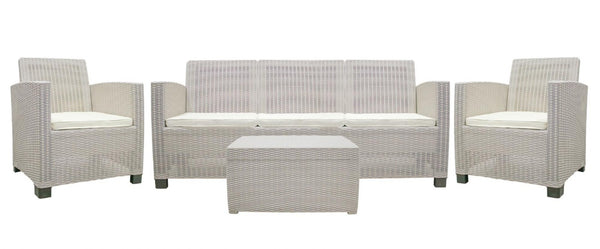 Four Piece Outdoor Sectional Seating Set with Cushions and Accent Table for Patio Entertaining