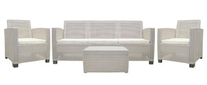 Four Piece Outdoor Sectional Seating Set with Cushions and Accent Table for Patio Entertaining