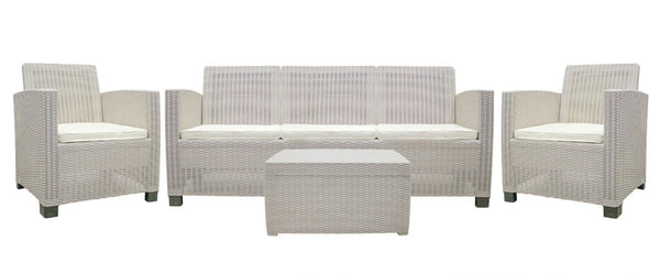 Four Piece Outdoor Sectional Seating Set with Cushions and Accent Table for Patio Entertaining