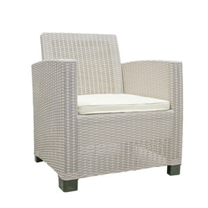 Three Piece Outdoor Bistro Set with Cushioned Seating for Two and Side Table