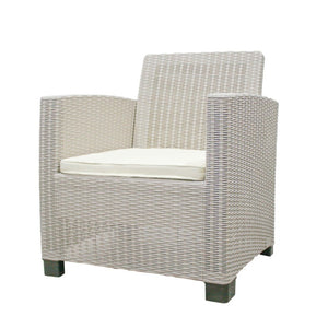 Three Piece Outdoor Bistro Set with Cushioned Seating for Two and Side Table