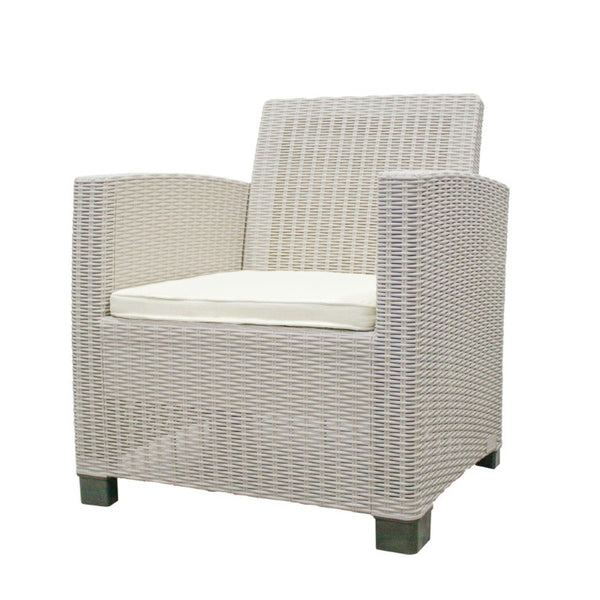 Three Piece Outdoor Bistro Set with Cushioned Seating for Two and Side Table