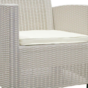 Three Piece Outdoor Bistro Set with Cushioned Seating for Two and Side Table