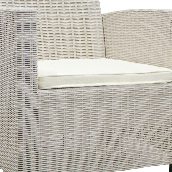 Three Piece Outdoor Bistro Set with Cushioned Seating for Two and Side Table