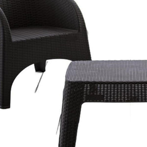 Three Piece Plastic Bistro Set with Two Chairs and Side Table for Outdoor Patio Dining