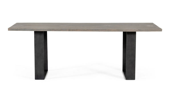 VIG Furniture Murphy Rustic Grey Aged Oak Dining Table With Black U‑Steel Legs — Seats 6, Eco-Friendly, Durable VGEDLU322014