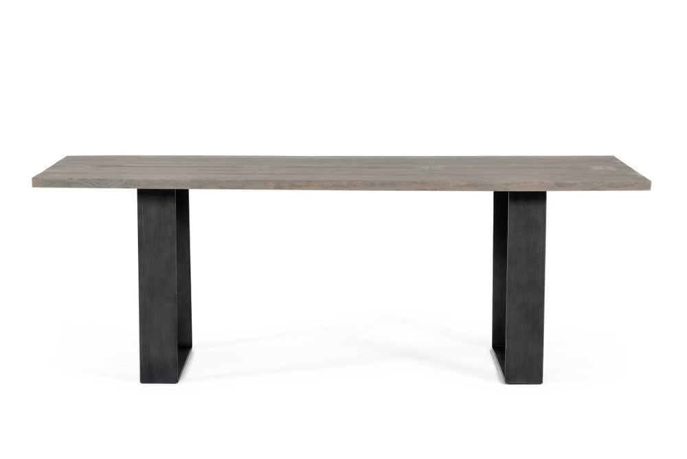 VIG Furniture Murphy Rustic Grey Aged Oak Dining Table With Black U‑Steel Legs — Seats 6, Eco-Friendly, Durable VGEDLU322014