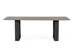 VIG Furniture Murphy Rustic Grey Aged Oak Dining Table With Black U‑Steel Legs — Seats 6, Eco-Friendly, Durable VGEDLU322014