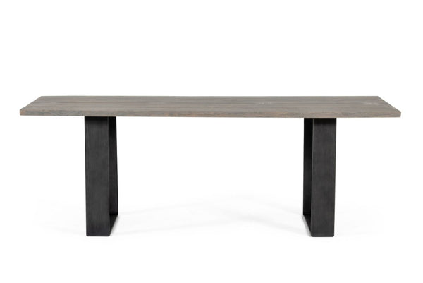 VIG Furniture Murphy Rustic Grey Aged Oak Dining Table With Black U‑Steel Legs — Seats 6, Eco-Friendly, Durable VGEDLU322014
