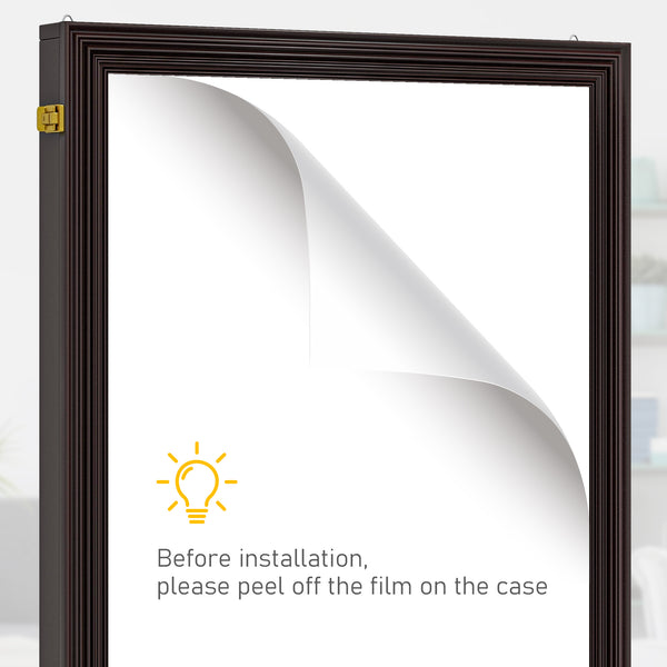 English Elm HOMCOM Shadow Box Jersey Display Case 23.5" x 31.5" Brown UV-Resistant Acrylic with Locks and Hooks W2225P173823