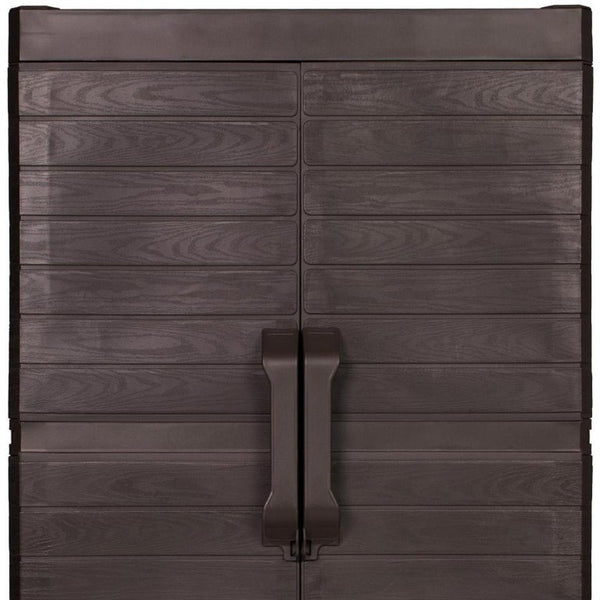 26 Inch Square Plastic Paneled Accent Cabinet with Double Doors for Modern Living Room Storage