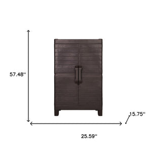 26 Inch Square Plastic Paneled Accent Cabinet with Double Doors for Modern Living Room Storage