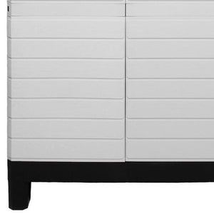 26 Inch Square Plastic Paneled Accent Cabinet with Double Doors for Modern Living Room Storage