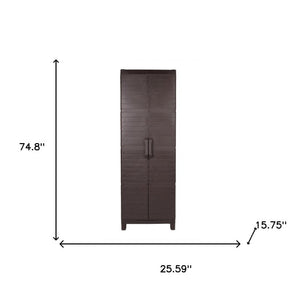 26 Inch Square Plastic Paneled Accent Cabinet with Double Doors for Modern Living Room Storage
