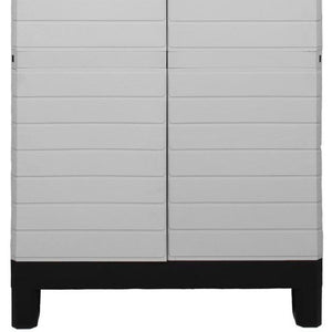 26 Inch Square Plastic Paneled Accent Cabinet with Double Doors for Modern Living Room Storage