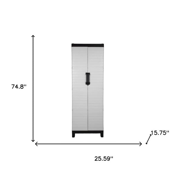 26 Inch Square Plastic Paneled Accent Cabinet with Double Doors for Modern Living Room Storage
