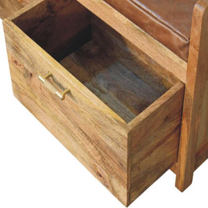 39 Inch Genuine Leather Upholstered Storage Bench Solid Wood Frame Drawers Bedroom Entryway