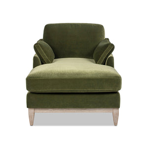 English Elm Jennifer Taylor Home - Pasadena Modern Farmhouse Chaise Lounge Chair In Olive Green – Eco-Friendly Velvet Comfort & Style B2719P265597