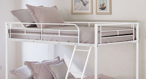 English Elm Contemporary Twin-over-Full Bunk Bed with Sturdy Metal Frame, Two-Tone Finish, Space-Saving Design White 15 L x 80 W x 8 H B2741P347316