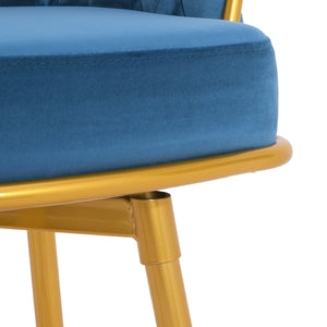 English Elm Christopher Knight Home® - Swivel Counter Height Bar Stools Set of 2 with 180° Turn, Hand-Woven Back, Gold Frame, Velvet Comfort Blue N762P216979C