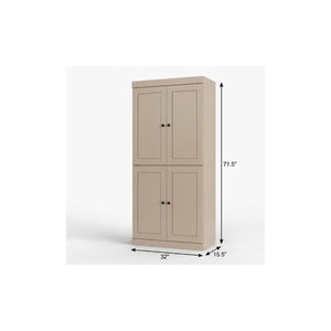 32 Inch Solid Wood Linen Cabinet Freestanding Storage Organizer for Bathroom or Hallway