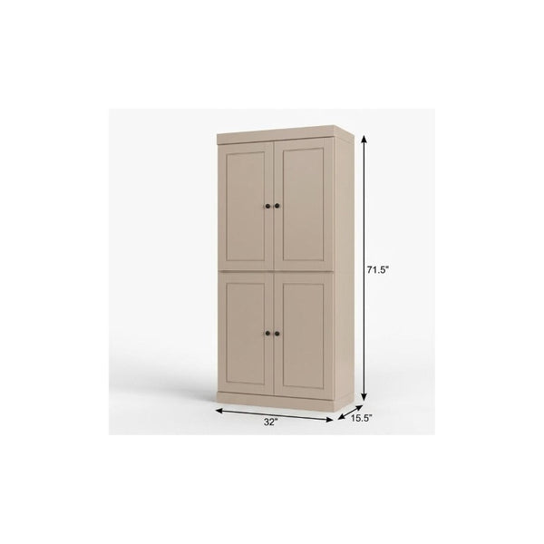32 Inch Solid Wood Linen Cabinet Freestanding Storage Organizer for Bathroom or Hallway
