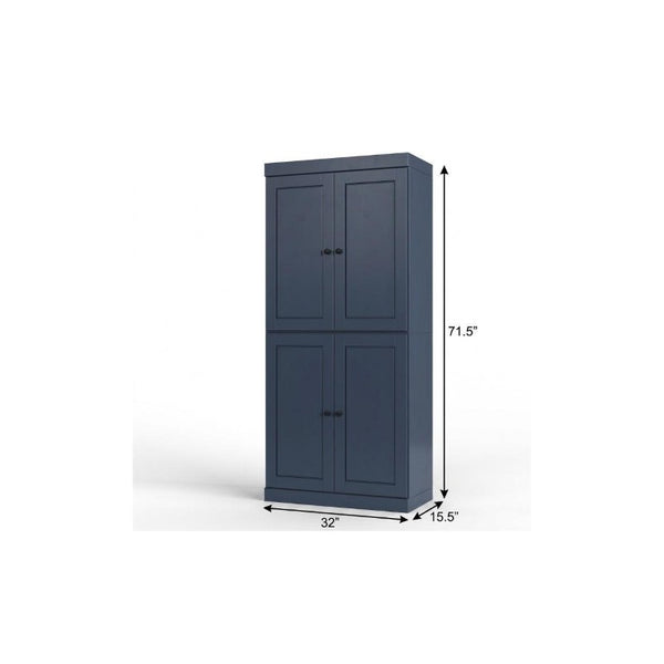 32 Inch Solid Wood Linen Cabinet with Four Doors French Country Bathroom Storage