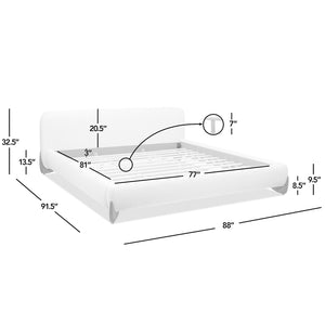 English Elm Jennifer Taylor Home - Alpine Modern King Platform Bed In Ivory White Boucle – Plush Upholstery & Stylish Design For Comfort B2719P281850