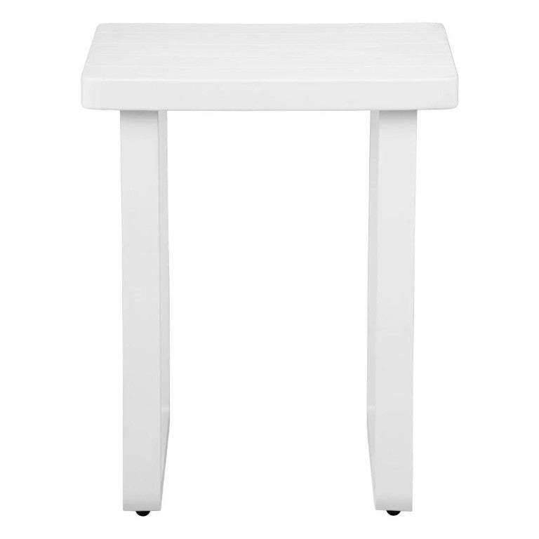 HomeRoots 24 Inch Aluminum Square Outdoor End Table with Sled Base for Patio Accent Use 738631