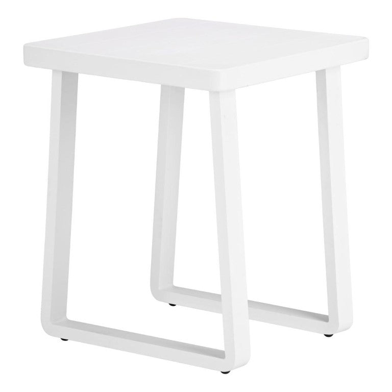 HomeRoots 24 Inch Aluminum Square Outdoor End Table with Sled Base for Patio Accent Use 738631