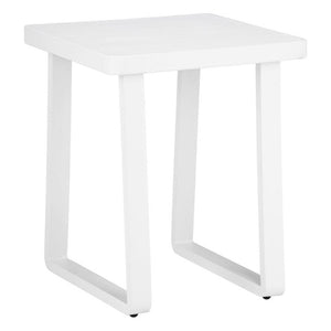 24 Inch Aluminum Square Outdoor End Table with Sled Base for Patio Accent Use