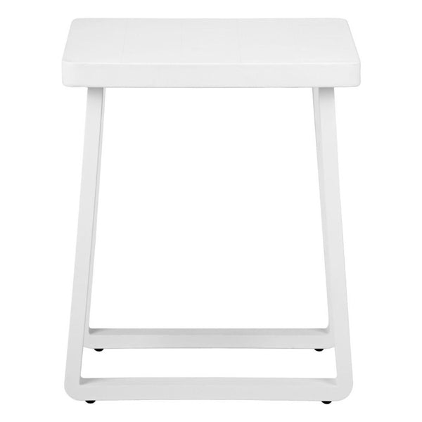24 Inch Aluminum Square Outdoor End Table with Sled Base for Patio Accent Use
