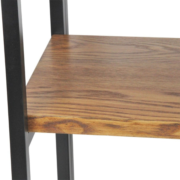 60 Inch Five Tier Industrial Etagere with Distressed Wood and Metal Open Shelving