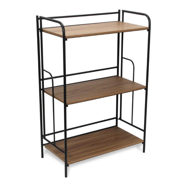 HomeRoots 37 Inch Rustic Three Tier Etagere with Distressed Wood Shelves and Iron Frame 738648