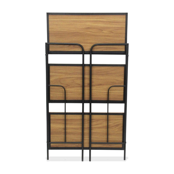 37 Inch Rustic Three Tier Etagere with Distressed Wood Shelves and Iron Frame